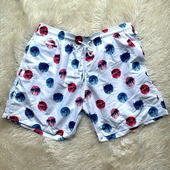 NWT Free Planet Palm Tree Swim Trunks Shorts Size Large - Picture 2 of 6